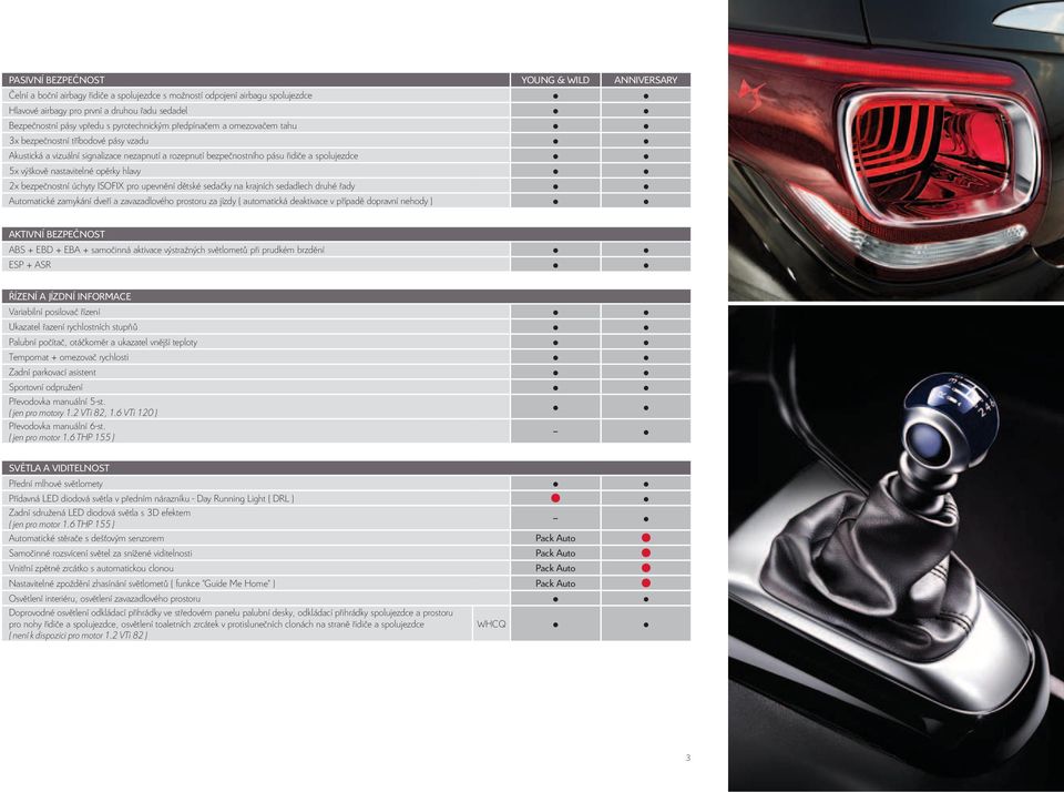 nastavitelné opěrky hlavy 2x bezpečnostní úchyty ISOFIX pro upevnění dětské sedačky na krajních sedadlech druhé řady Automatické zamykání dveří a zavazadlového prostoru za jízdy ( automatická