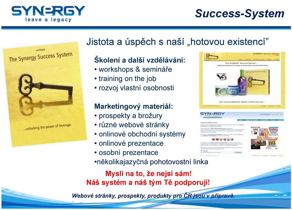 onlinové obchodni systémy onlinové prezentace osobní prezentace několikajazyčná pohotovostní linka Mysli na