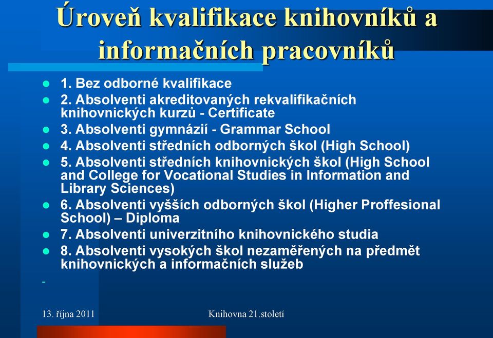 Absolventi středních odborných škol (High School) 5.