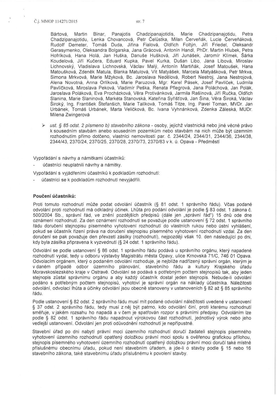 Jirina Fialova, Oldrich Foltyn, Jiri Friedel, Oleksandr Gerasymenko, Oleksandra Bolgarska, Jana Gracova, Antonin Handl, PhDr.