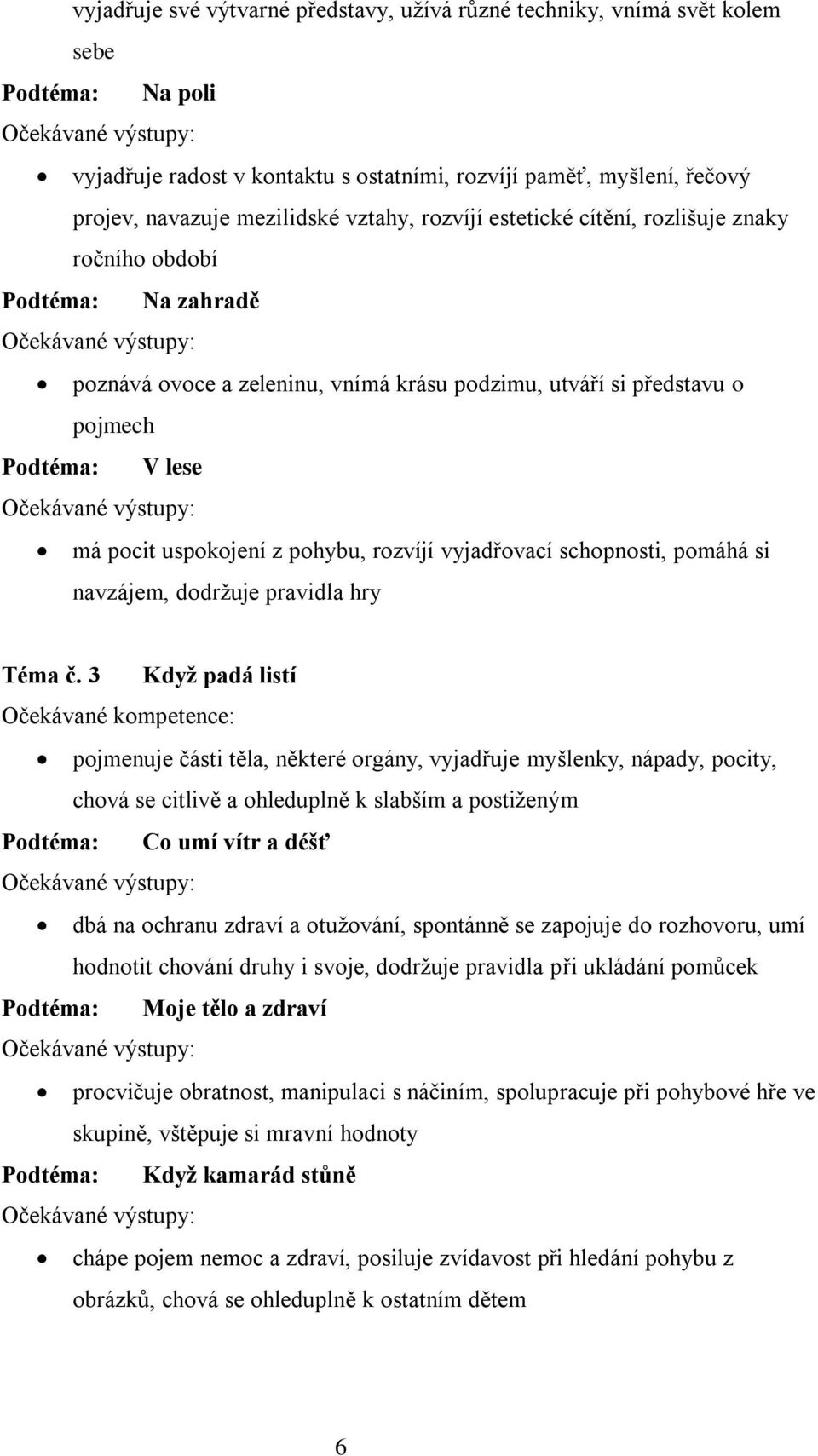 pohybu, rozvíjí vyjadřovací schopnosti, pomáhá si navzájem, dodržuje pravidla hry Téma č.