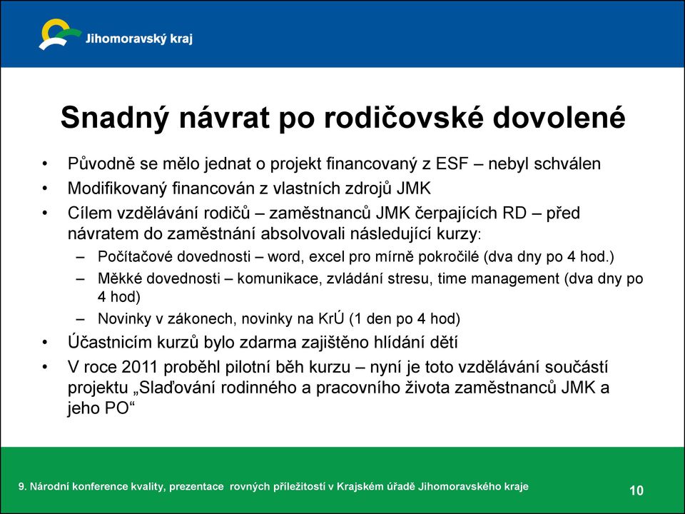 hod.) Měkké dovednosti komunikace, zvládání stresu, time management (dva dny po 4 hod) Novinky v zákonech, novinky na KrÚ (1 den po 4 hod) Účastnicím kurzů bylo zdarma