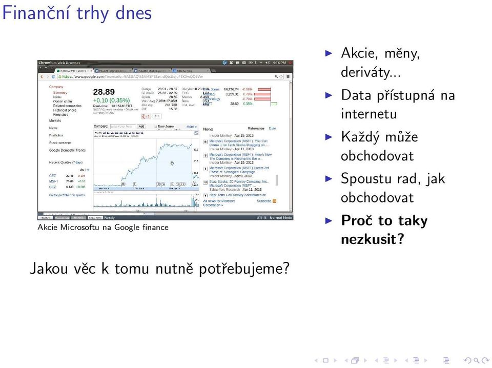 .. Data přístupná na internetu Každý může obchodovat