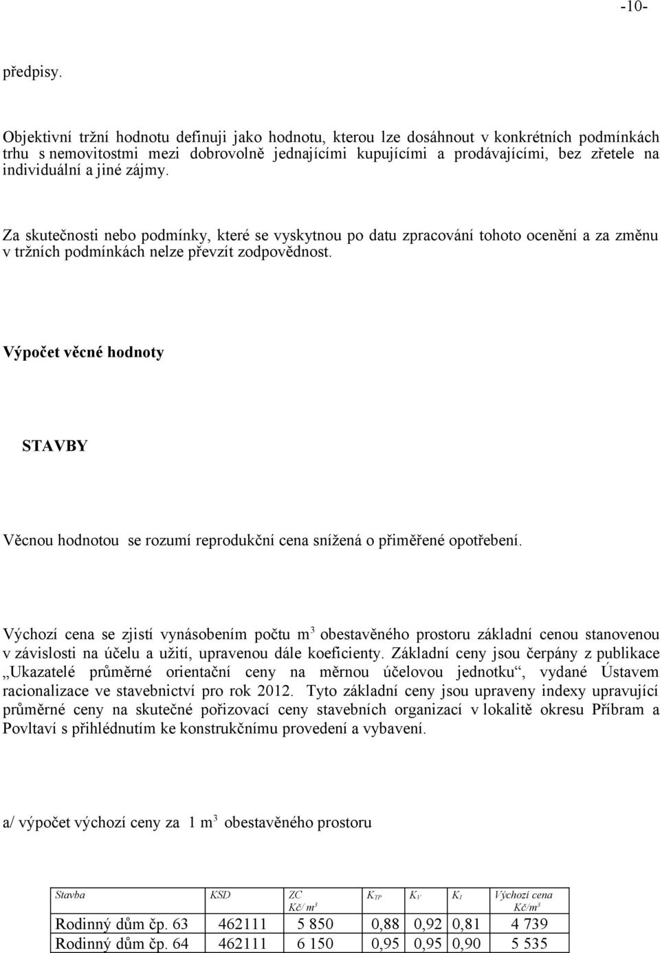 jiné zájmy. Za skutečnosti nebo podmínky, které se vyskytnou po datu zpracování tohoto ocenění a za změnu v tržních podmínkách nelze převzít zodpovědnost.