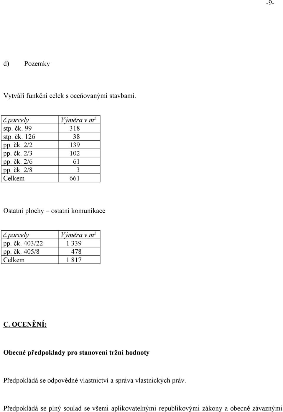 čk. 405/8 478 Celkem 1 817 C.