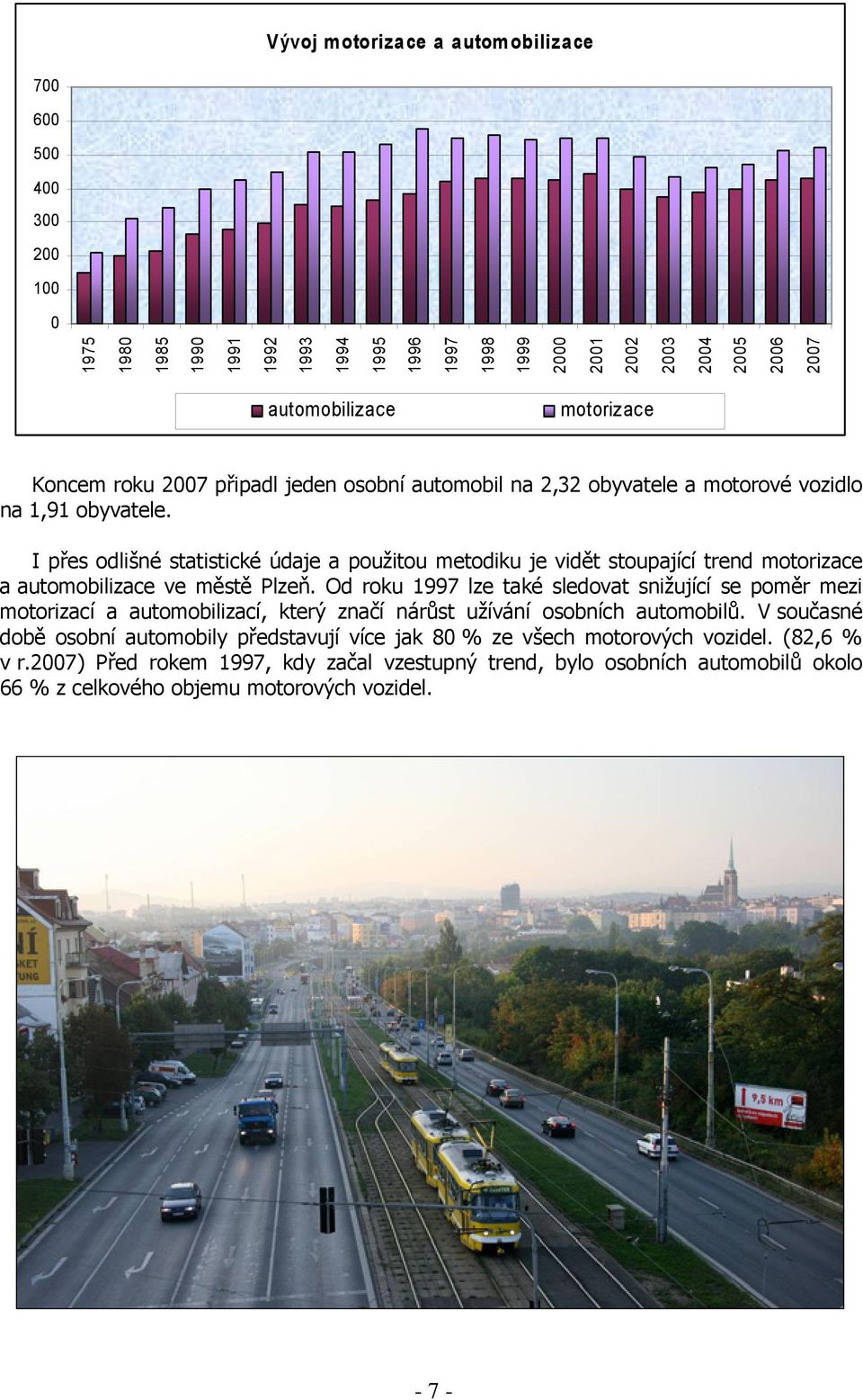 I přes odlišné statistické údaje a použitou metodiku je vidět stoupající trend motorizace a automobilizace ve městě Plzeň.