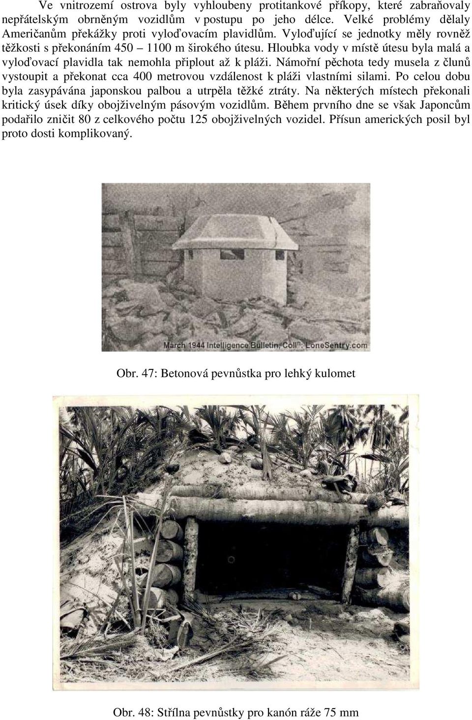 Hloubka vody v místě útesu byla malá a vyloďovací plavidla tak nemohla připlout až k pláži.
