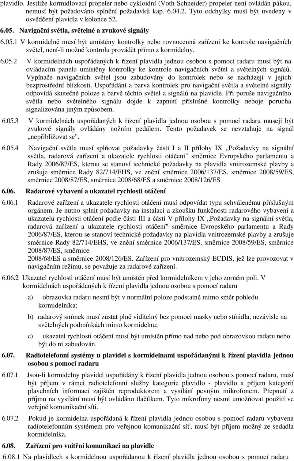 Navigační světla, světelné a zvukové signály 6.05.
