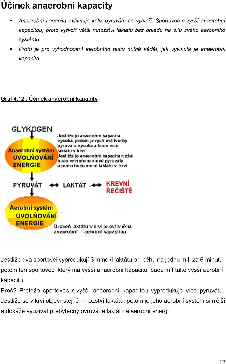 Proto je pro vyhodnocení aerobního testu nutné vědět, jak vyvinutá je anaerobní kapacita. Graf 4.