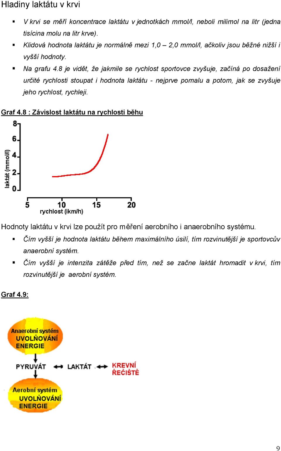 8 je vidět, že jakmile se rychlost sportovce zvyšuje, začíná po dosažení určité rychlosti stoupat i hodnota laktátu - nejprve pomalu a potom, jak se zvyšuje jeho rychlost, rychleji. Graf 4.