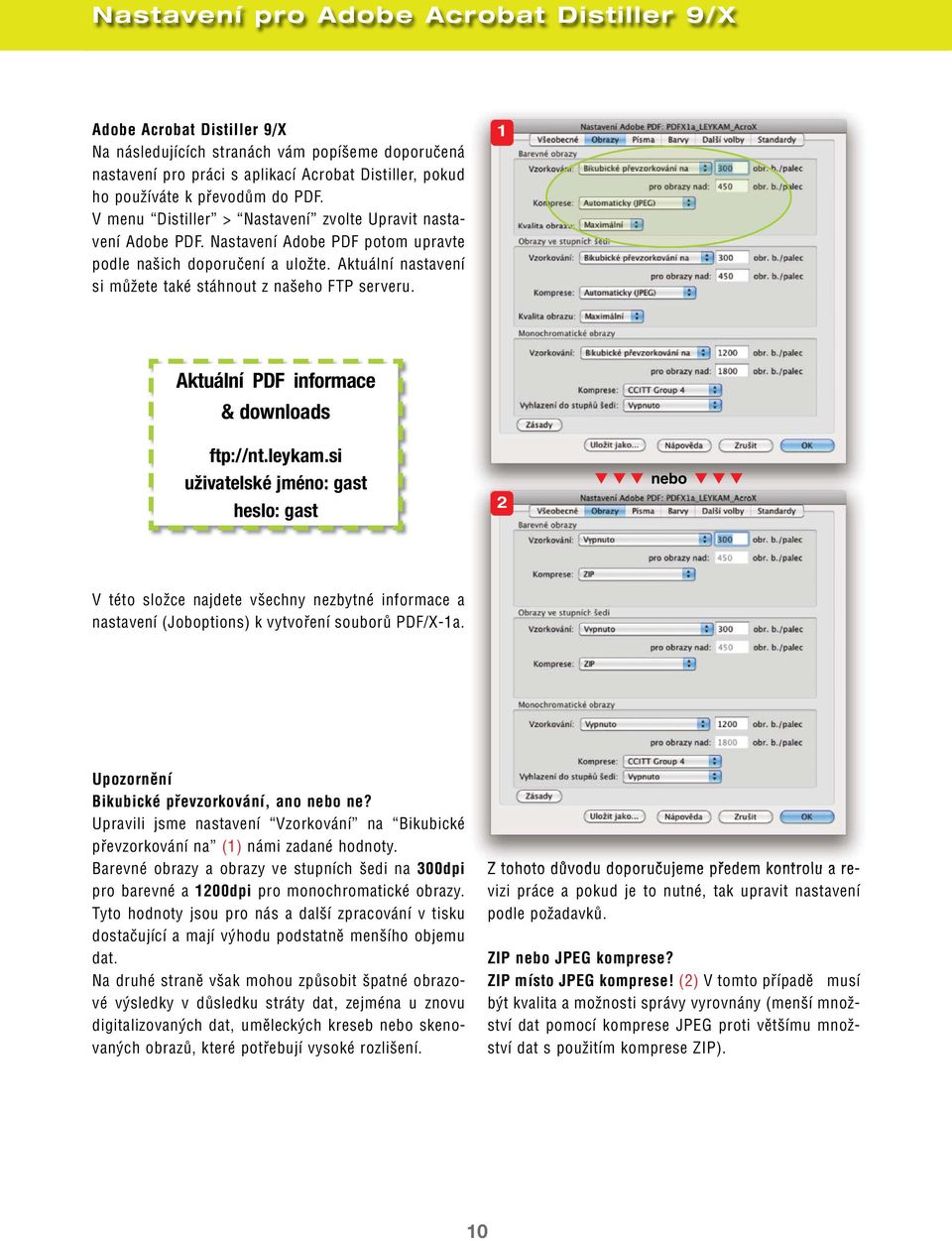 Aktuální nastavení si můžete také stáhnout z našeho FTP serveru. 1 Aktuální PDF informace & downloads ftp://nt.leykam.