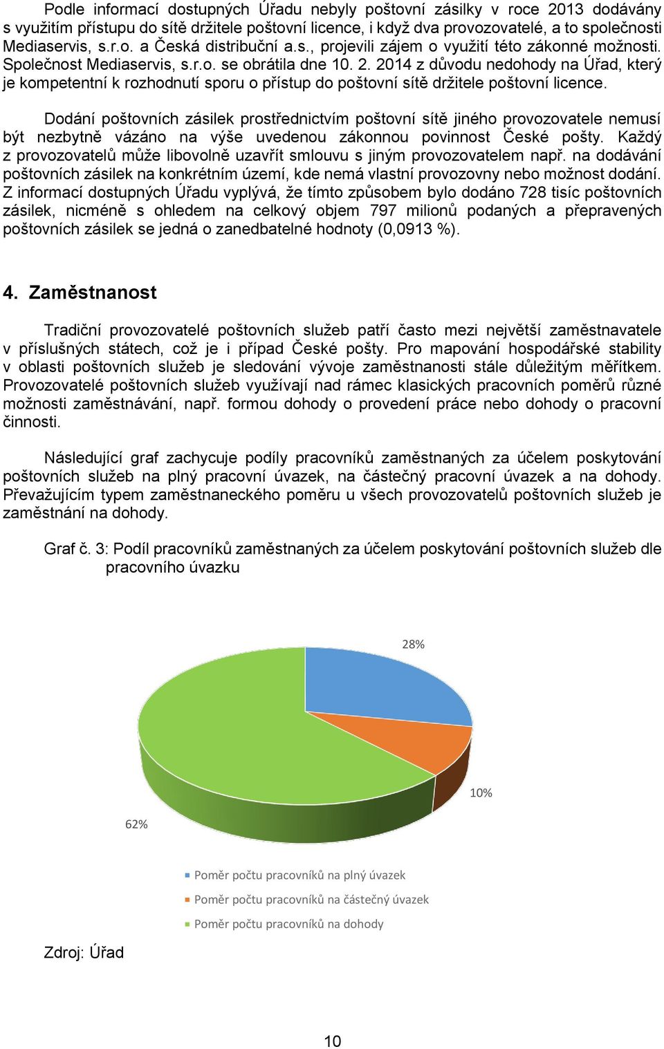 2014 z důvodu nedohody na Úřad, který je kompetentní k rozhodnutí sporu o přístup do poštovní sítě držitele poštovní licence.