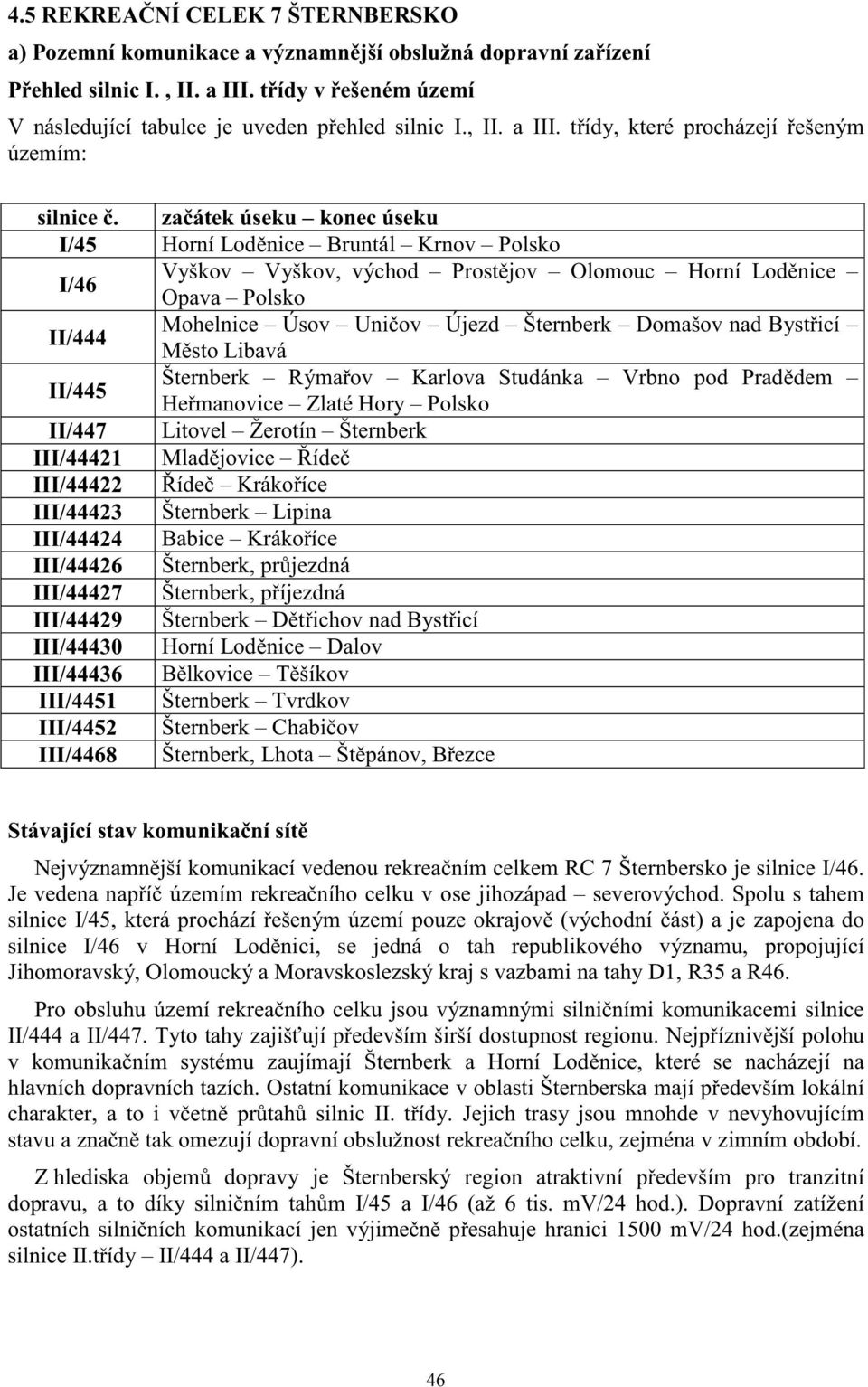 za átek úseku konec úseku I/45 Horní Lod nice Bruntál Krnov Polsko I/46 Vyškov Vyškov, východ Prost jov Olomouc Horní Lod nice Opava Polsko II/444 Mohelnice Úsov Uni ov Újezd Šternberk Domašov nad