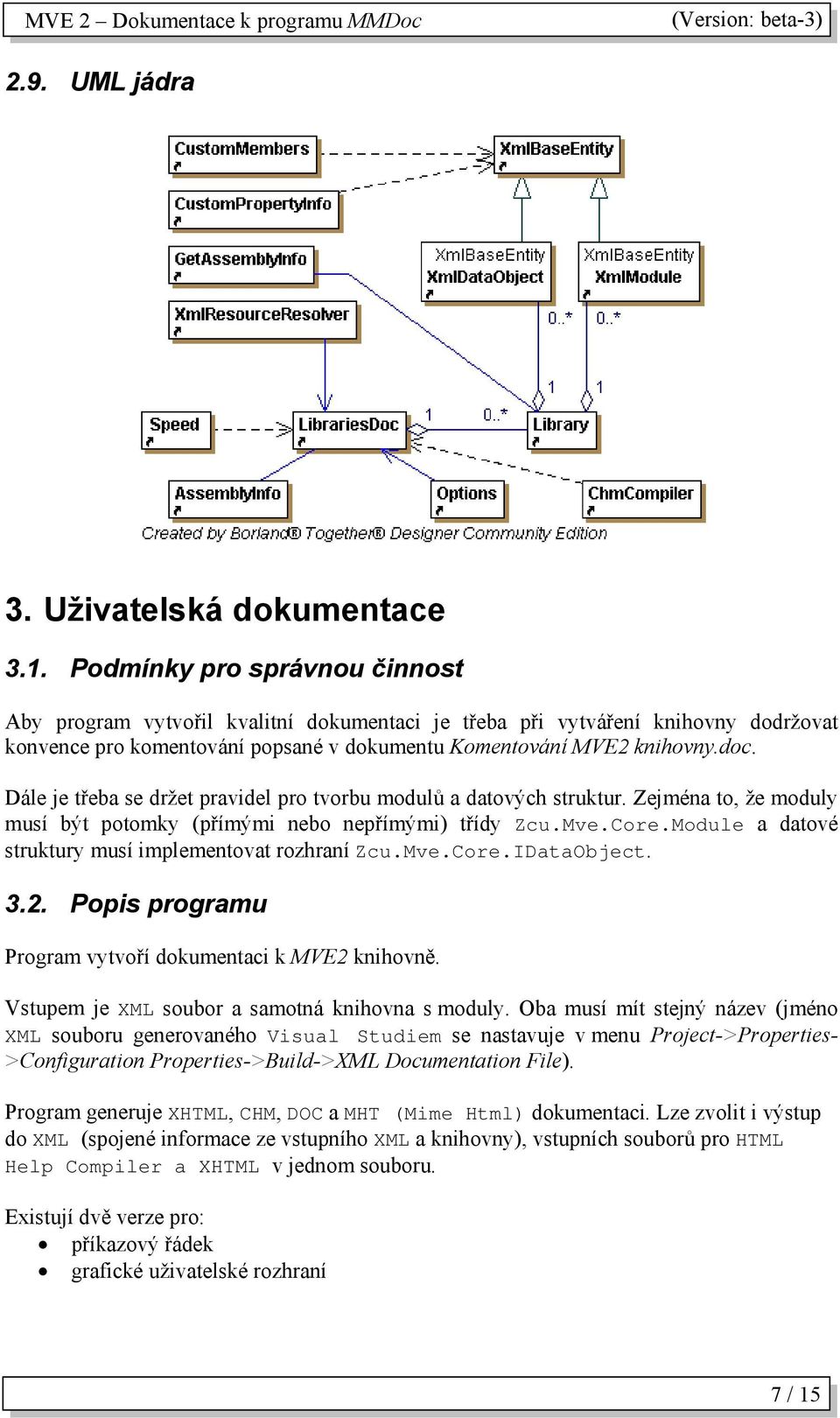 Dále je třeba se držet pravidel pro tvorbu modulů a datových struktur. Zejména to, že moduly musí být potomky (přímými nebo nepřímými) třídy Zcu.Mve.Core.