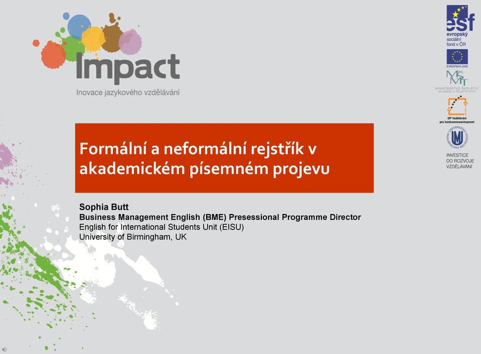 Presessional Programme Director English for