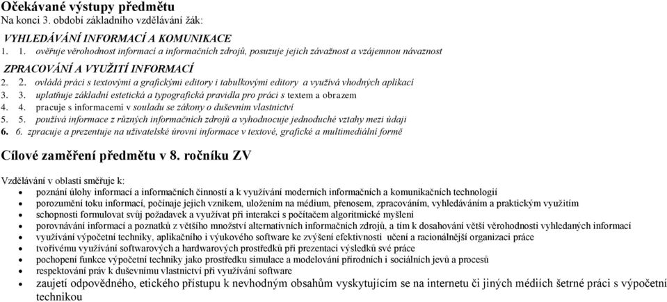 2. ovládá práci s textovými a grafickými editory i tabulkovými editory a využívá vhodných aplikací 3. 3. uplatňuje základní estetická a typografická pravidla pro práci s textem a obrazem 4.