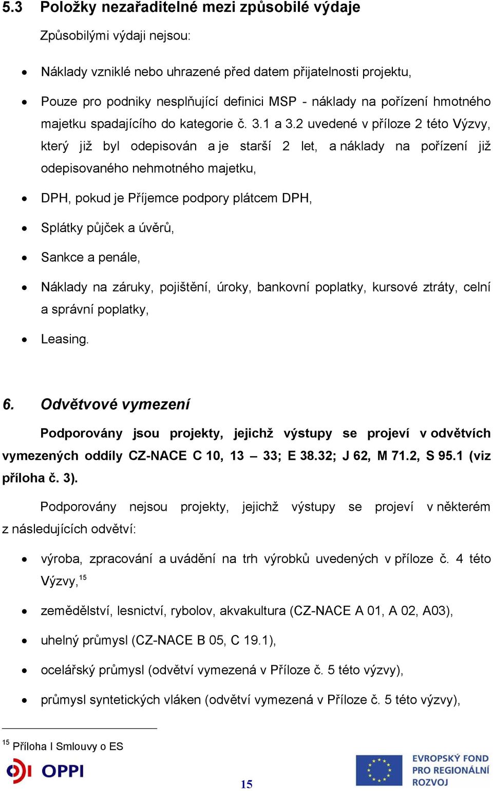 2 uvedené v příloze 2 této Výzvy, který již byl odepisován a je starší 2 let, a náklady na pořízení již odepisovaného nehmotného majetku, DPH, pokud je Příjemce podpory plátcem DPH, Splátky půjček a
