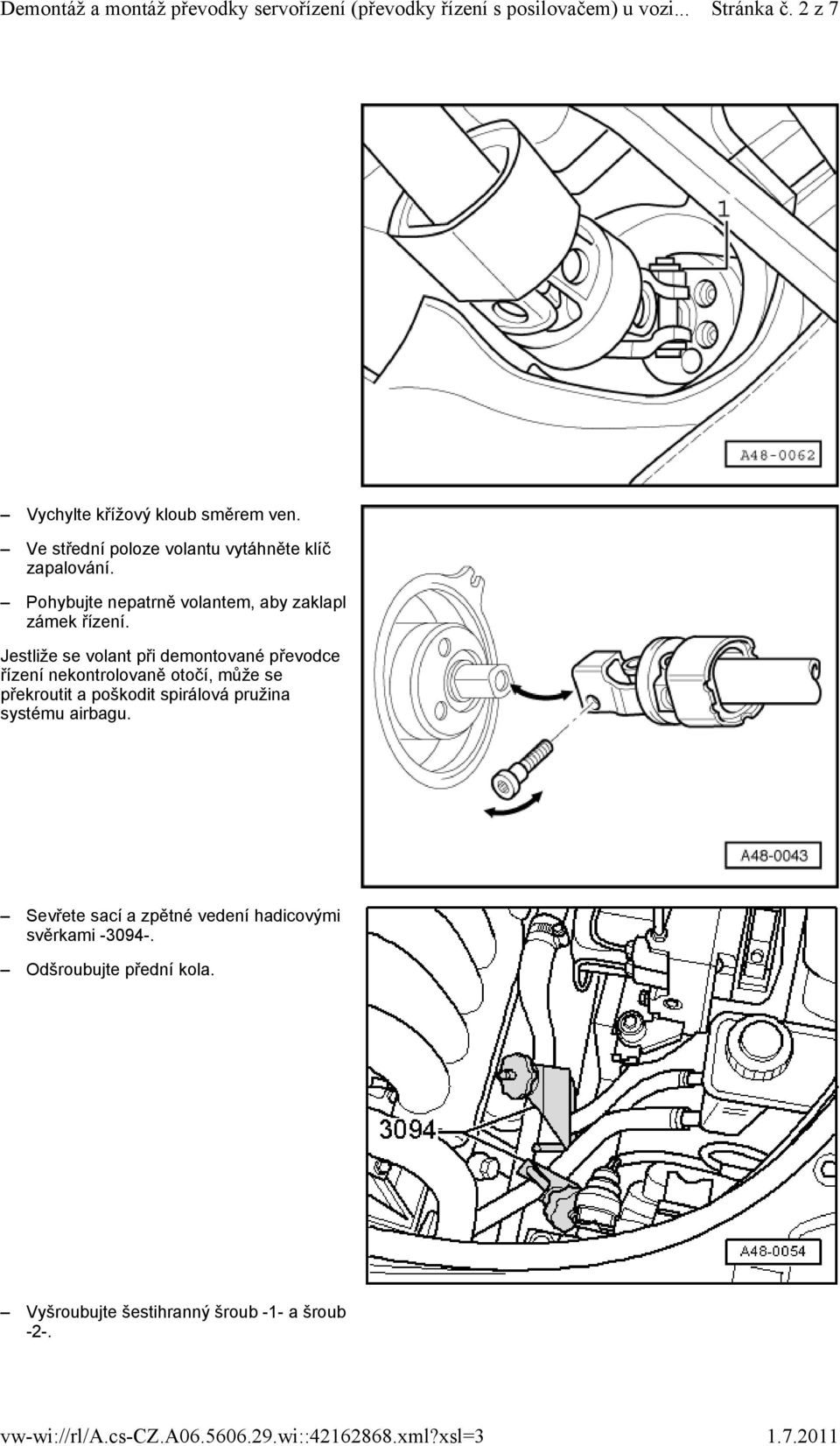 Demontáž a montáž převodky servořízení (převodky řízení s posilovačem) u  vozi... volantem na levé straně - PDF Free Download