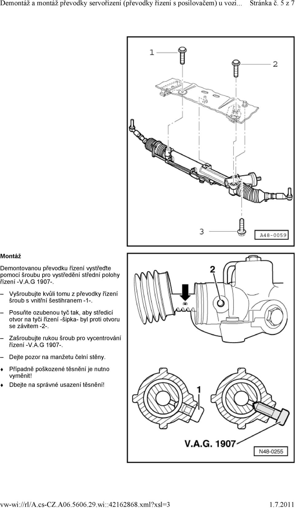 Demontáž a montáž převodky servořízení (převodky řízení s posilovačem) u  vozi... volantem na levé straně - PDF Free Download