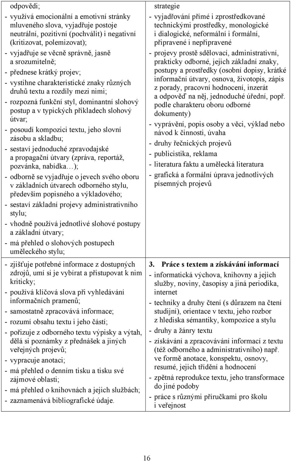 útvar; - posoudí kompozici textu, jeho slovní zásobu a skladbu; - sestaví jednoduché zpravodajské a propagační útvary (zpráva, reportáž, pozvánka, nabídka ); - odborně se vyjadřuje o jevech svého