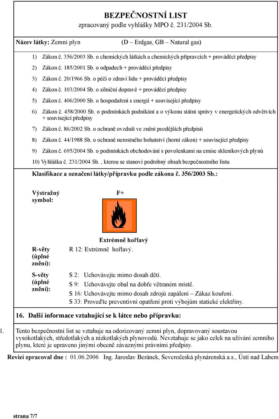 458/2000 Sb. o podmínkách podnikání a o výkonu státní správy v energetických odvětvích + související předpisy 7) Zákon č. 86/2002 Sb. o ochraně ovzduší ve znění pozdějších předpisů 8) Zákon č.