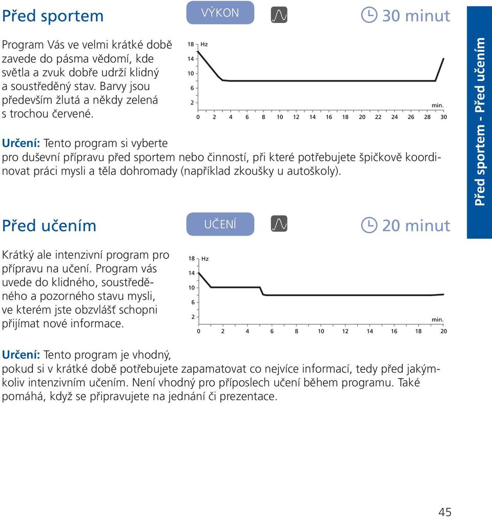 4 8 1 1 4 8 3 Určení: Tento program si vyberte pro duševní přípravu před sportem nebo činností, při které potřebujete špičkově koordinovat práci mysli a těla dohromady (například zkoušky u autoškoly).
