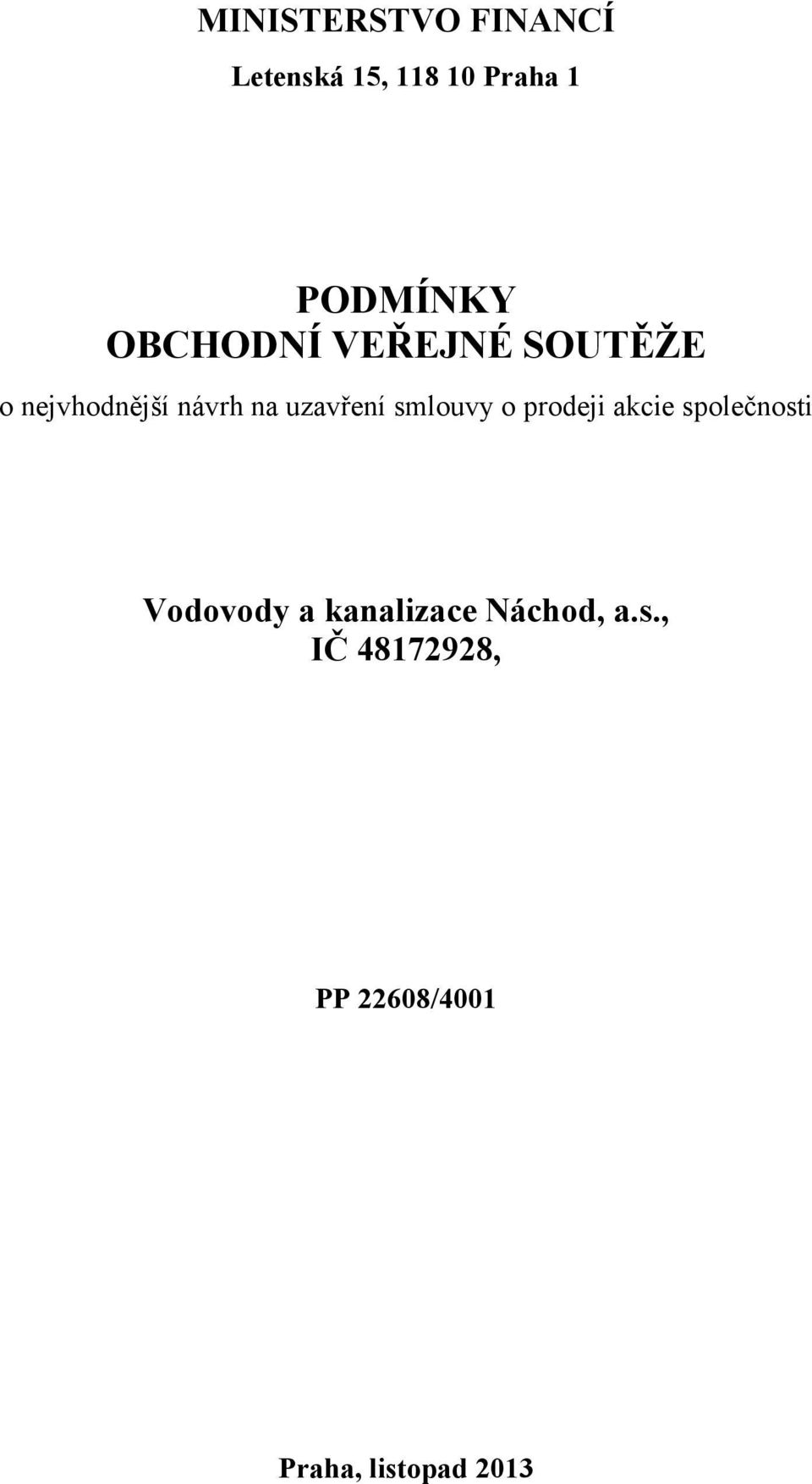 smlouvy o prodeji akcie společnosti Vodovody a kanalizace