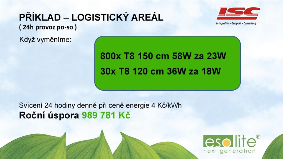 T8 120 cm 36W za 18W Svícení 24 hodiny denně