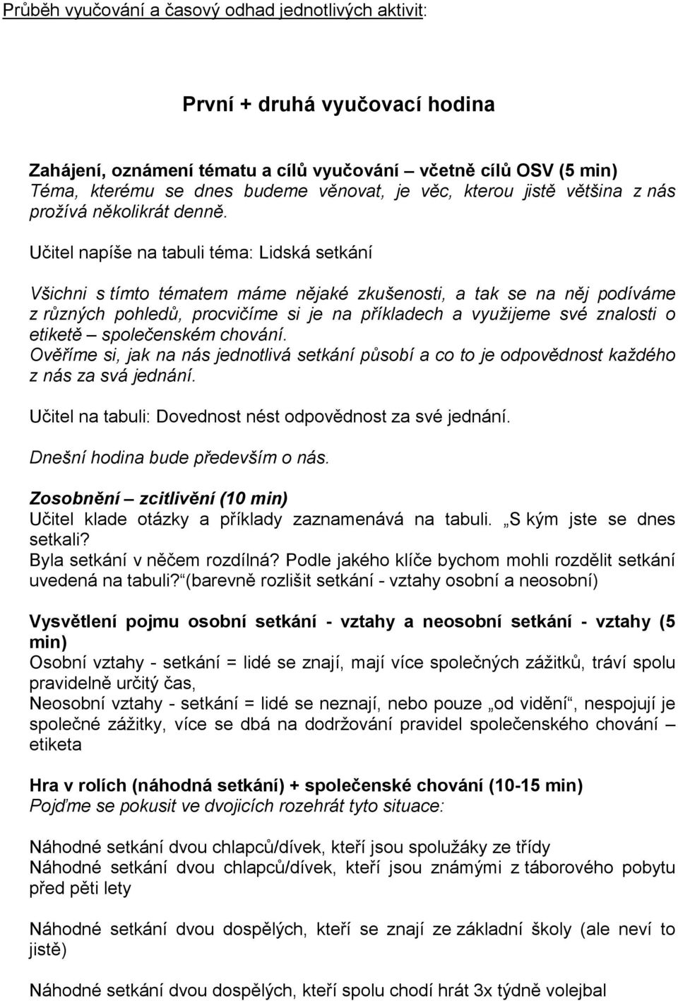 Učitel napíše na tabuli téma: Lidská setkání Všichni s tímto tématem máme nějaké zkušenosti, a tak se na něj podíváme z různých pohledů, procvičíme si je na příkladech a využijeme své znalosti o