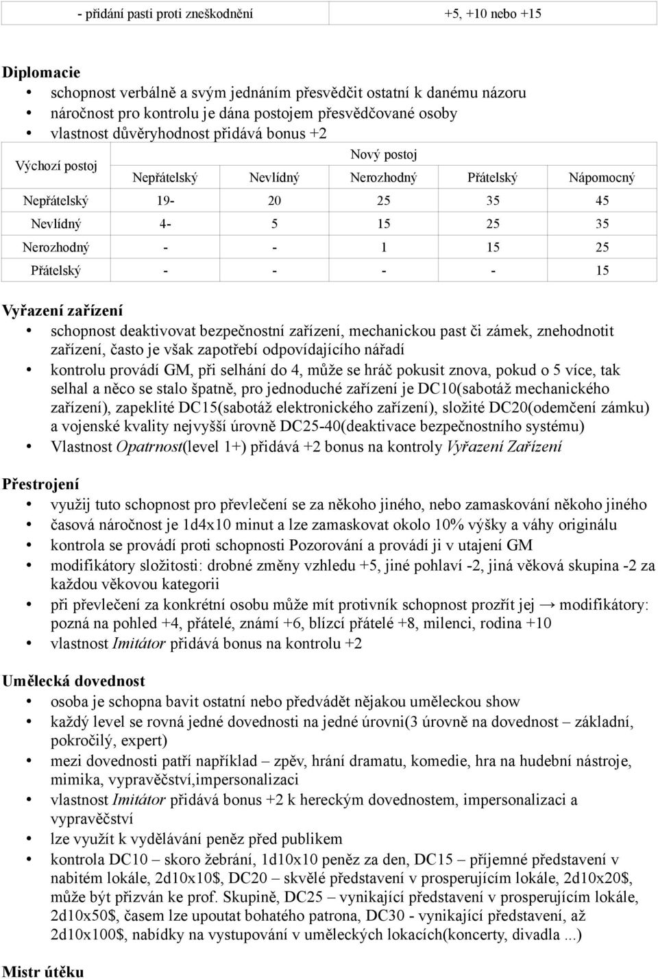Přátelský - - - - 15 Vyřazení zařízení schopnost deaktivovat bezpečnostní zařízení, mechanickou past či zámek, znehodnotit zařízení, často je však zapotřebí odpovídajícího nářadí kontrolu provádí GM,