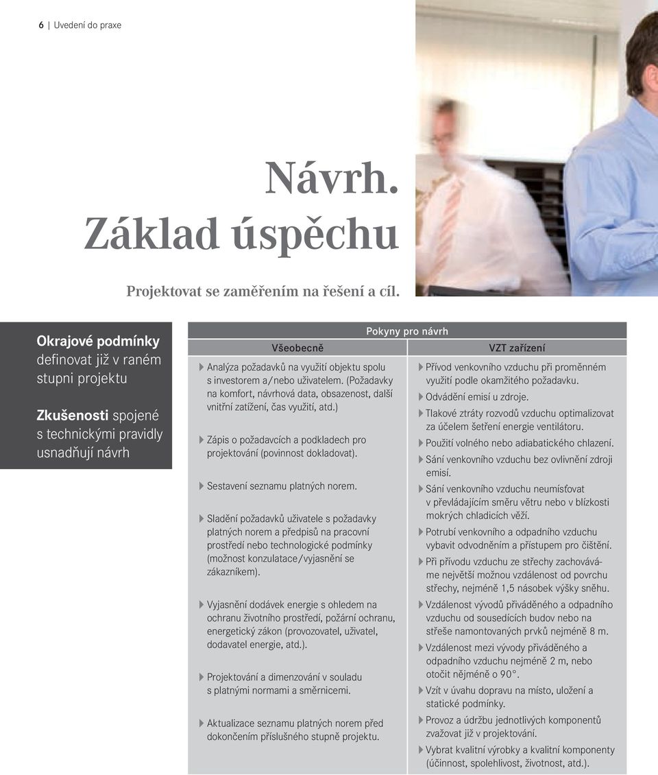 (Požadavky na komfort, návrhová data, obsazenost, další vnitřní zatížení, čas využití, atd.) A Zápis o požadavcích a podkladech pro projektování (povinnost dokladovat).