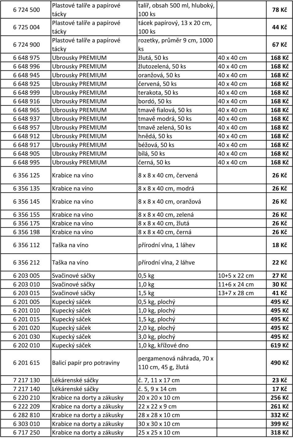 Kč 6 648 925 Ubrousky PREMIUM, 50 ks 40 x 40 cm 168 Kč 6 648 999 Ubrousky PREMIUM terakota, 50 ks 40 x 40 cm 168 Kč 6 648 916 Ubrousky PREMIUM bordó, 50 ks 40 x 40 cm 168 Kč 6 648 965 Ubrousky