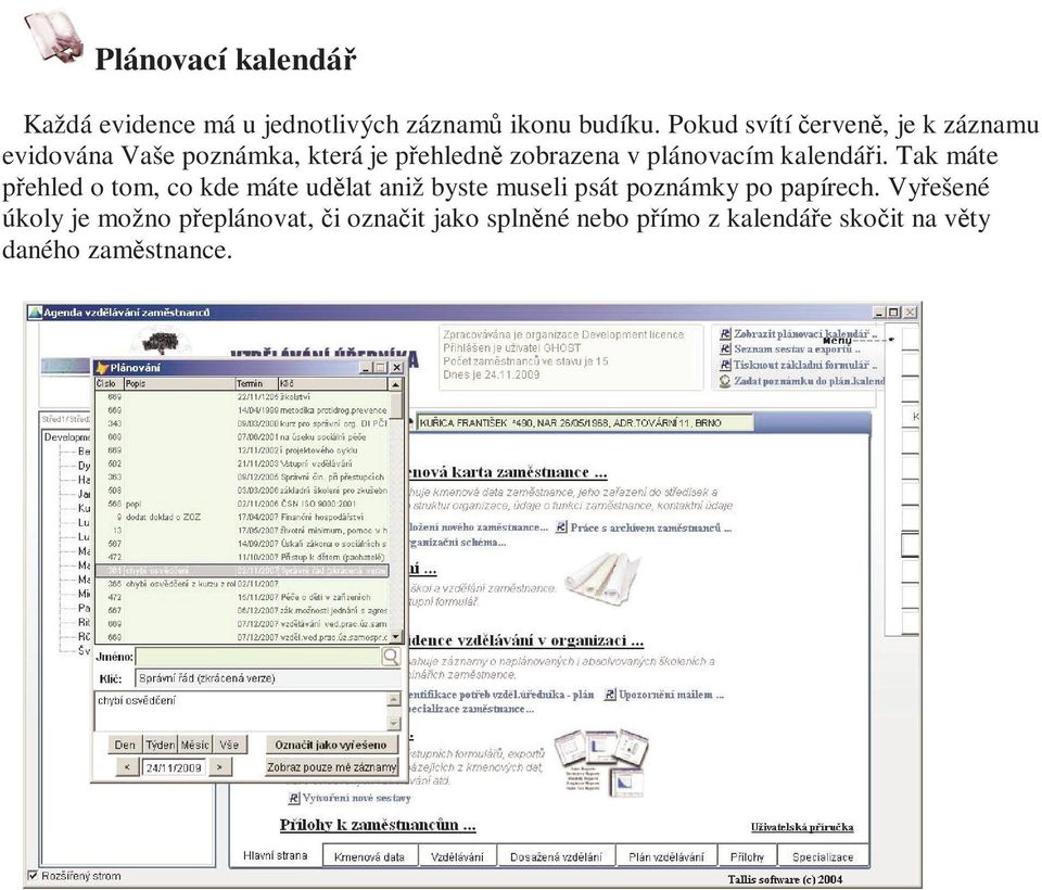 plánovacím kalendáři.