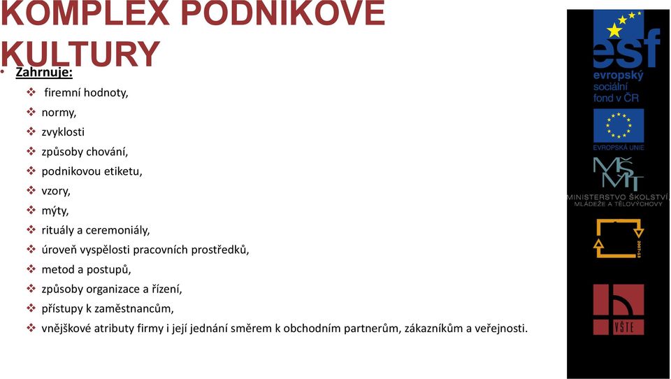 prostředků, metod a postupů, způsoby organizace a řízení, přístupy k zaměstnancům,