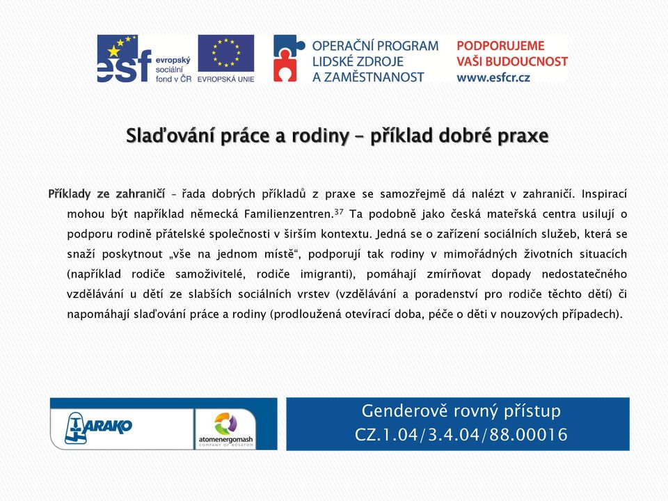 Jedná se o zařízení sociálních služeb, která se snaží poskytnout vše na jednom místě, podporují tak rodiny v mimořádných životních situacích (například rodiče samoživitelé, rodiče