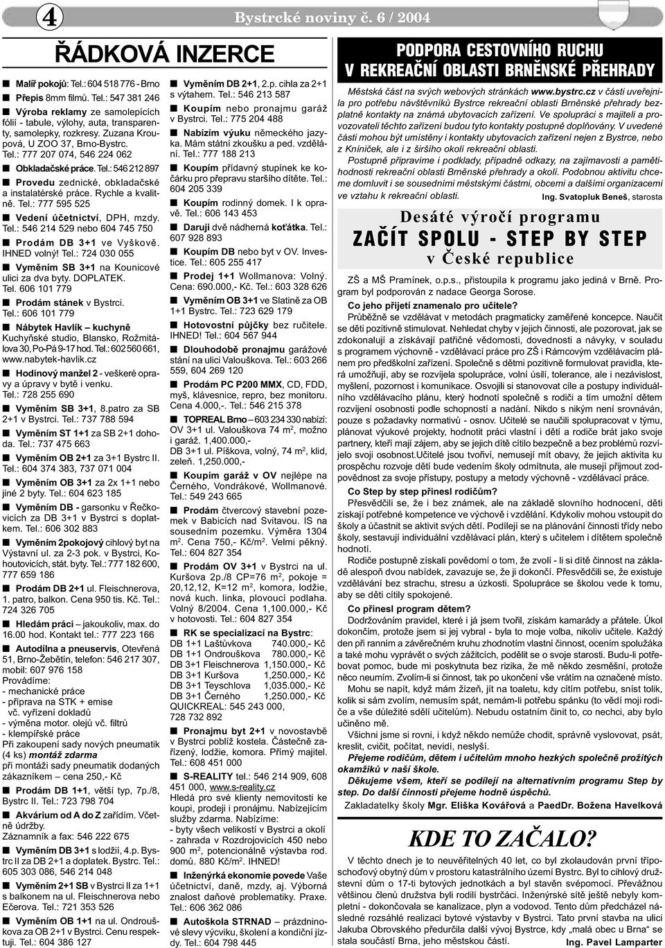 : 547 381 246 s výtahem. Tel.: 546 213 587 n Výroba reklamy ze samolepících n Koupím nebo pronajmu garáž fólií - tabule, výlohy, auta, transparenty, samolepky, rozkresy.