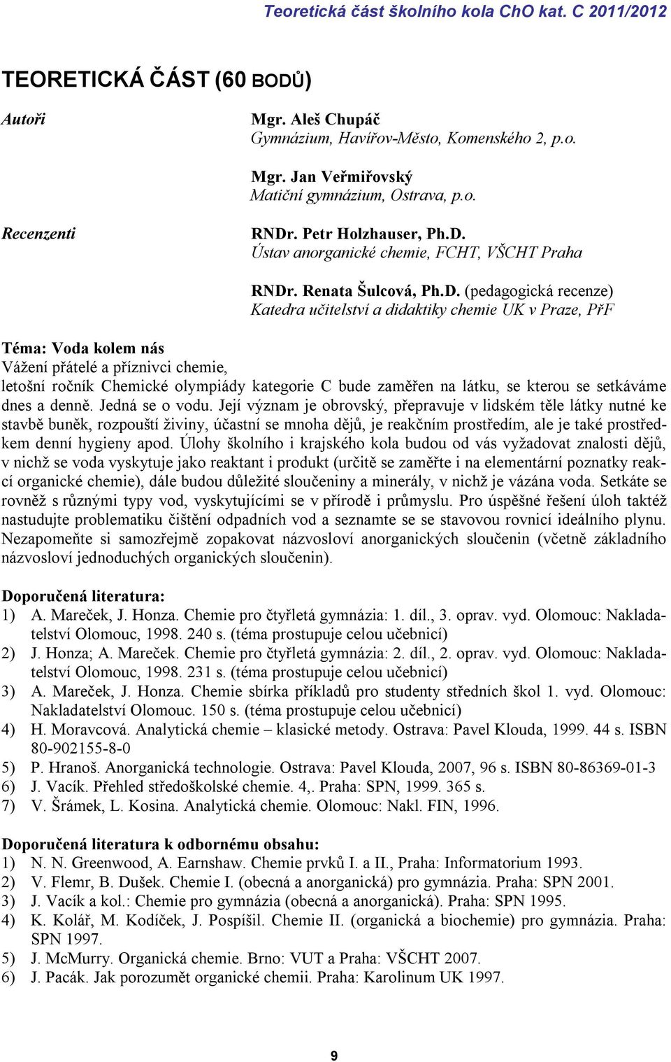 Ústav anorganické chemie, FCHT, VŠCHT Praha RNDr