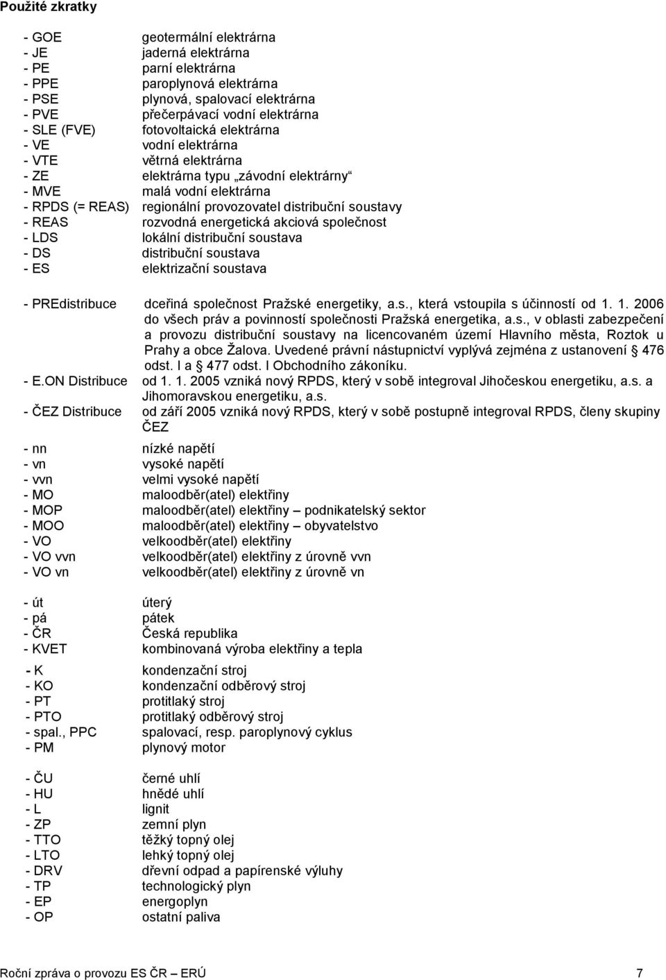 soustavy - REAS rozvodná energetická akciová společnost - LDS lokální distribuční soustava - DS distribuční soustava - ES elektrizační soustava - PREdistribuce dceřiná společnost Pražské energetiky,