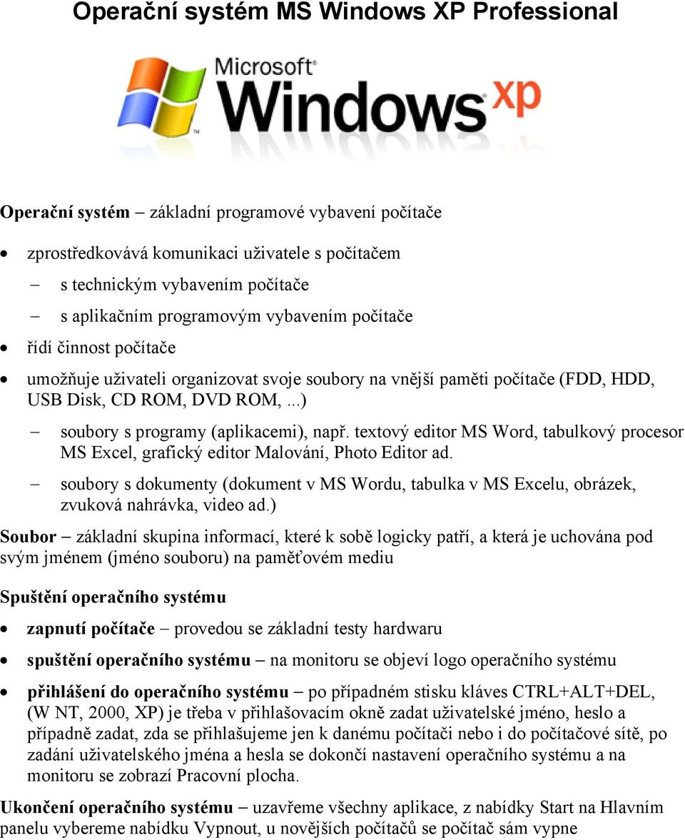..) soubory s programy (aplikacemi), např. textový editor MS Word, tabulkový procesor MS Excel, grafický editor Malování, Photo Editor ad.