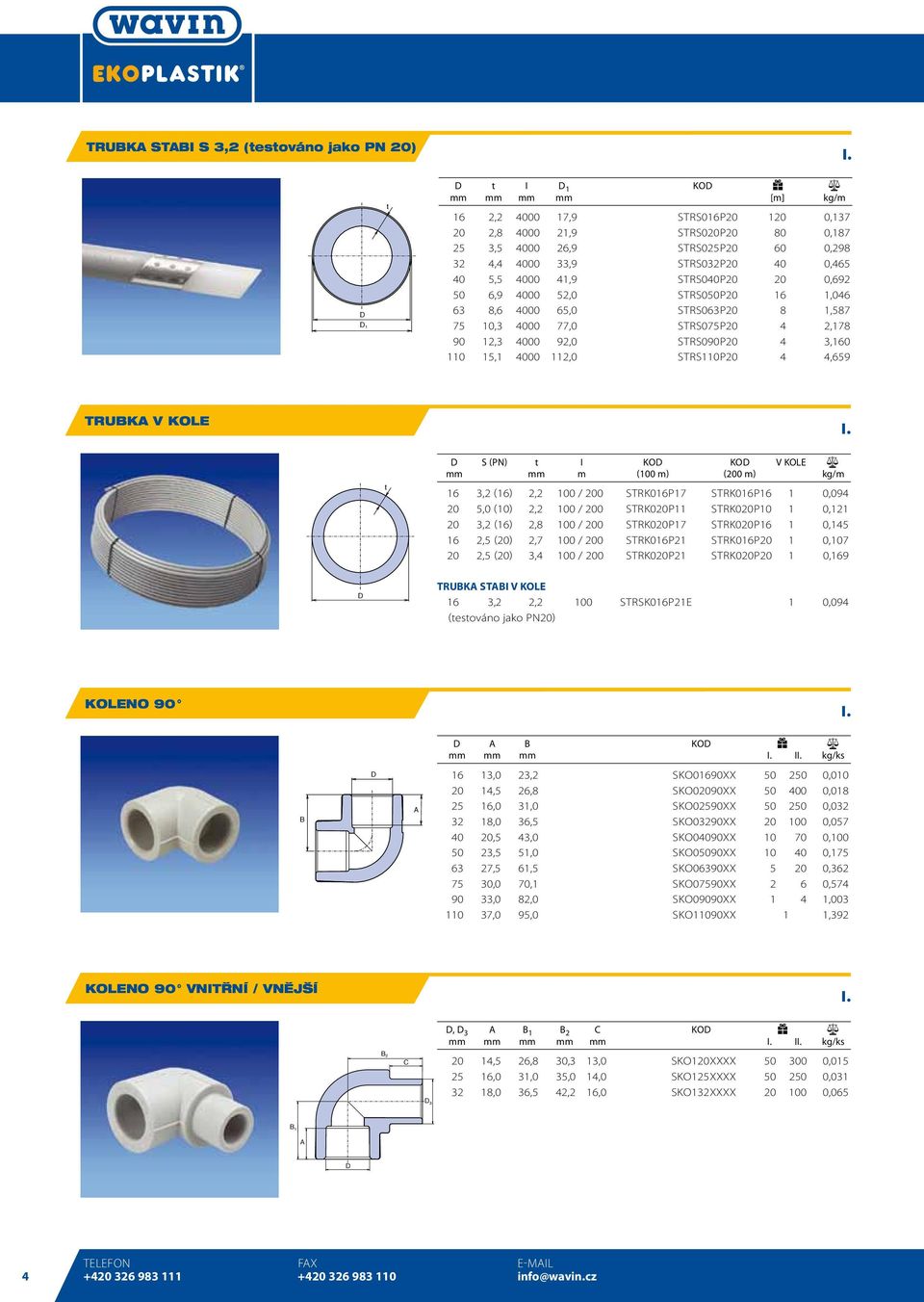 STRS090P20 4 3,160 110 15,1 4000 112,0 STRS110P20 4 4,659 Trubka v kole t S (PN) t I KO KO V KOE mm mm m (100 m) (200 m) kg/m 16 3,2 (16) 2,2 100 / 200 STRK016P17 STRK016P16 1 0,094 20 5,0 (10) 2,2