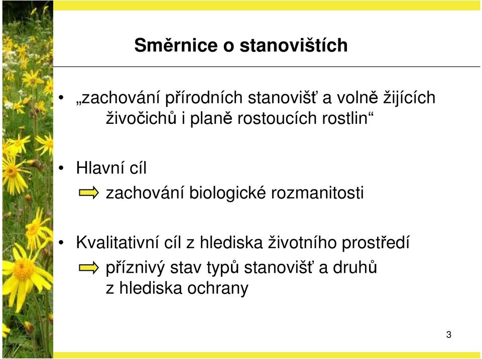 zachování biologické rozmanitosti Kvalitativní cíl z hlediska
