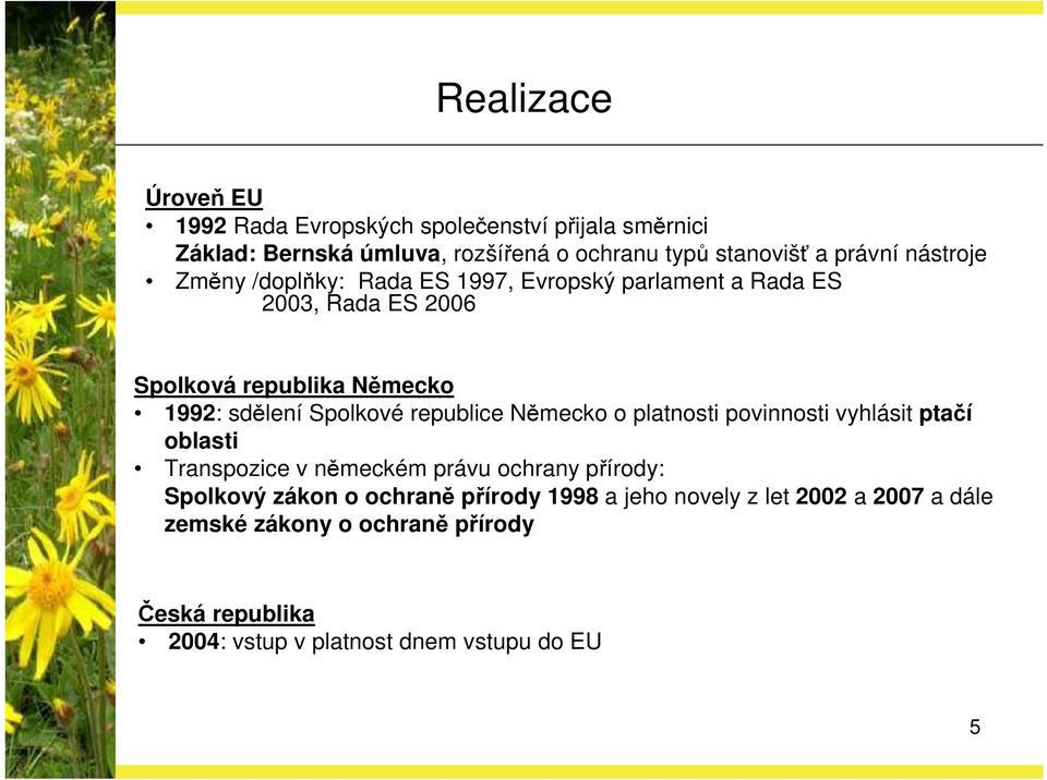 republice Německo o platnosti povinnosti vyhlásit ptačí oblasti Transpozice v německém právu ochrany přírody: Spolkový zákon o ochraně