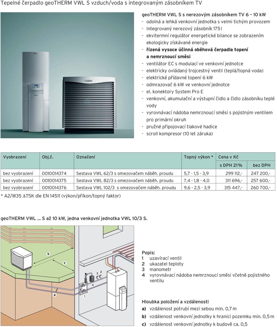 modulací ve venkovní jednotce - elektricky ovládaný trojcestný ventil (teplá/topná voda) - elektrické přídavné topení 6 kw - odmrazovač 6 kw ve venkovní jednotce - el.