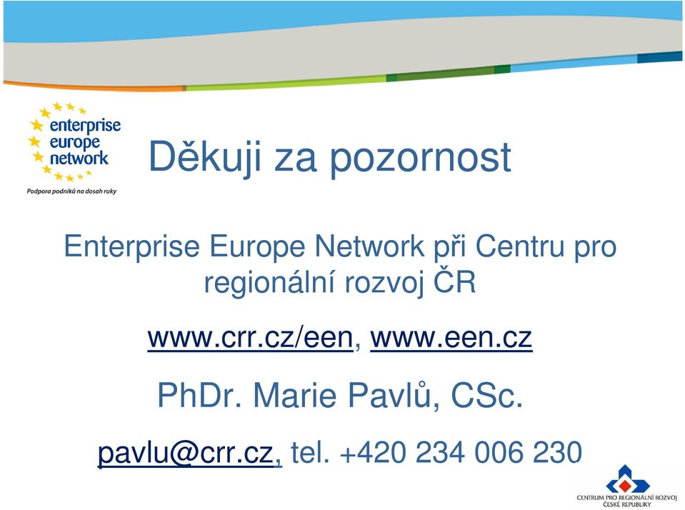 ČR www.crr.cz/een, www.een.cz PhDr.