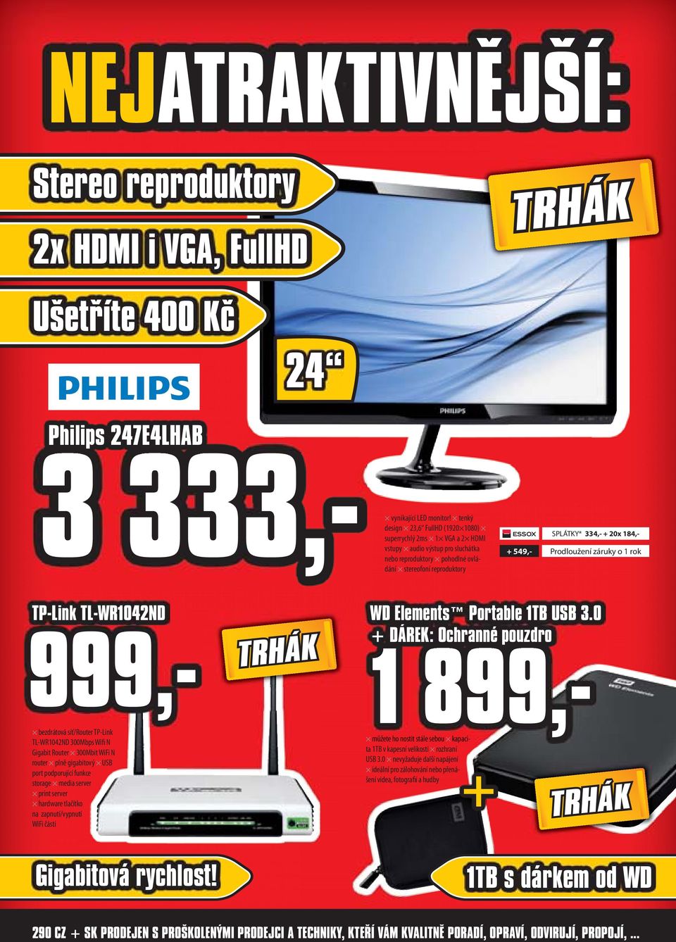 SPLÁTKY* 334,- + 20x 184,- TP-Link TL-WR1042ND 999,- bezdrátová síť/router TP-Link TL-WR1042ND 300Mbps Wifi N Gigabit Router 300Mbit WiFi N router plně gigabitový USB port podporující funkce storage