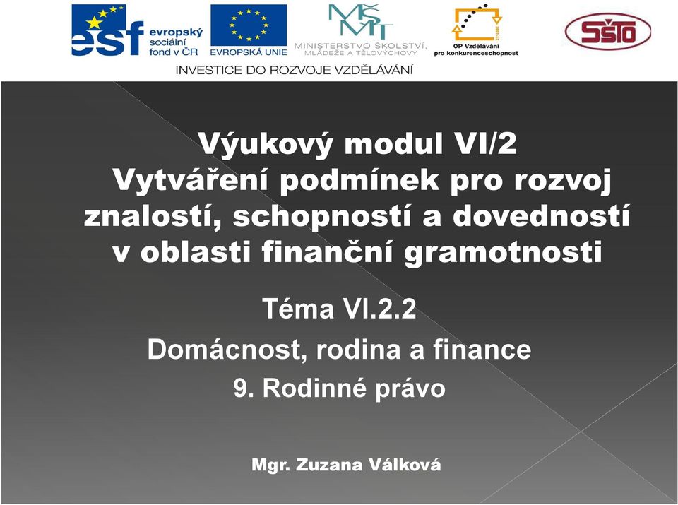 oblasti finanční gramotnosti Téma VI.2.