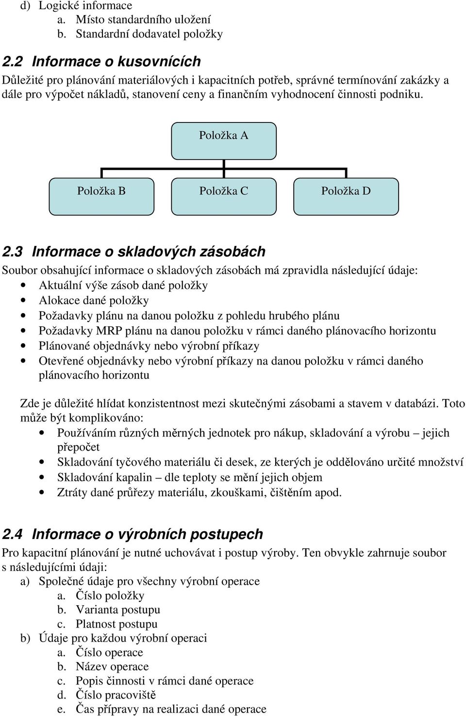 Položka A Položka B Položka C Položka D 2.