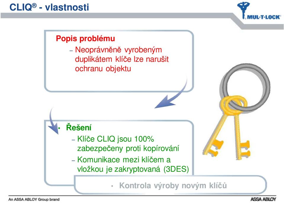 CLIQ jsou 100% zabezpečeny proti kopírování Komunikace mezi