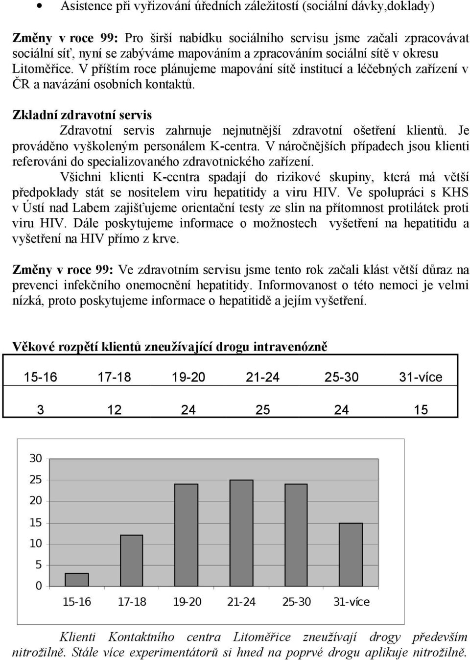 Zkladní zdravotní servis Zdravotní servis zahrnuje nejnutnější zdravotní ošetření klientů. Je prováděno vyškoleným personálem K-centra.