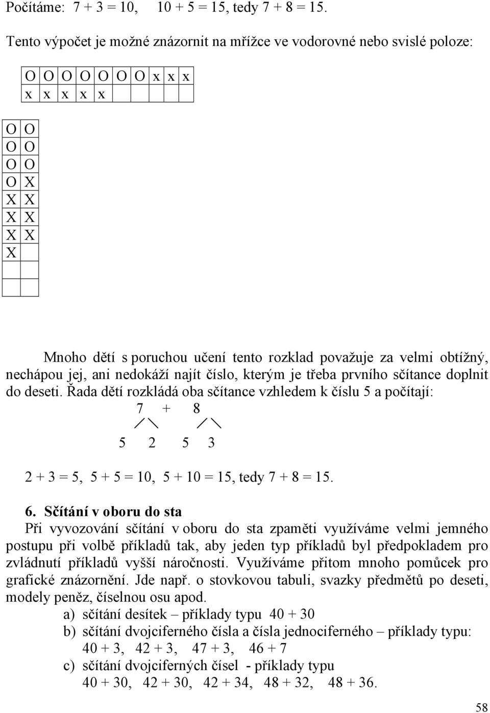 obtížný, nechápou jej, ani nedokáží najít číslo, kterým je třeba prvního sčítance doplnit do deseti.